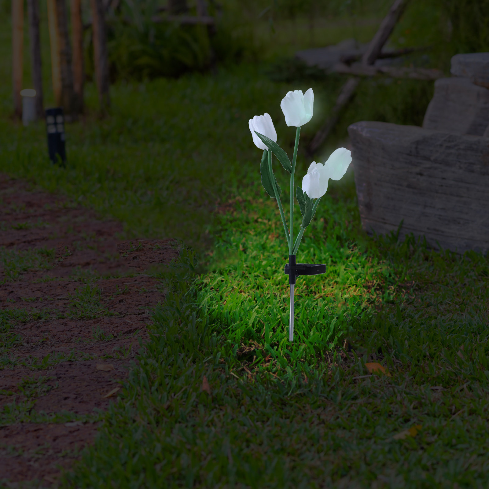 Outdoor Lighting Pathway - Solar Garden Stake Lights Tulip Shape