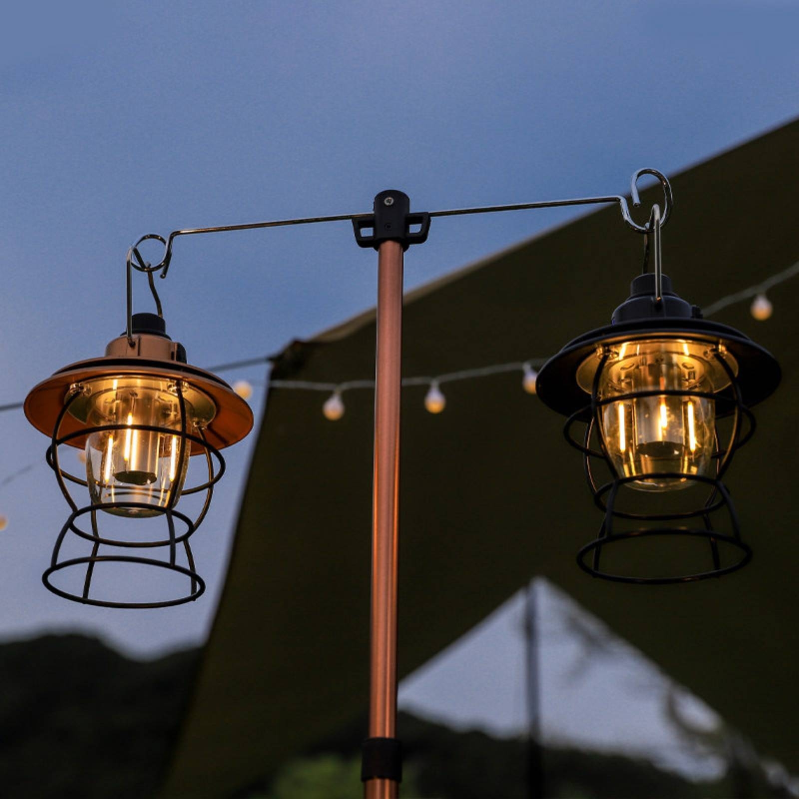 Outdoor Lighting Poles - Tripod Stand with Hooks Telescopic Hanging