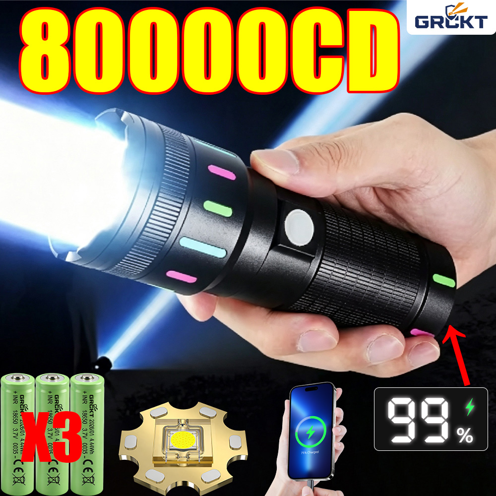 Outdoor Lighting Panel - 80000CD Most Powerful LED Flashlight High