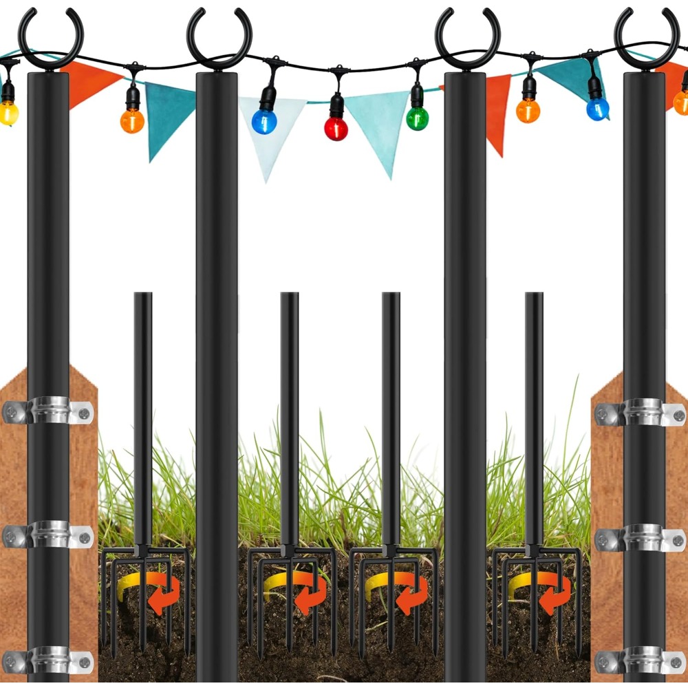 Outdoor Lighting Poles - land·voi 4 pack string light poles,