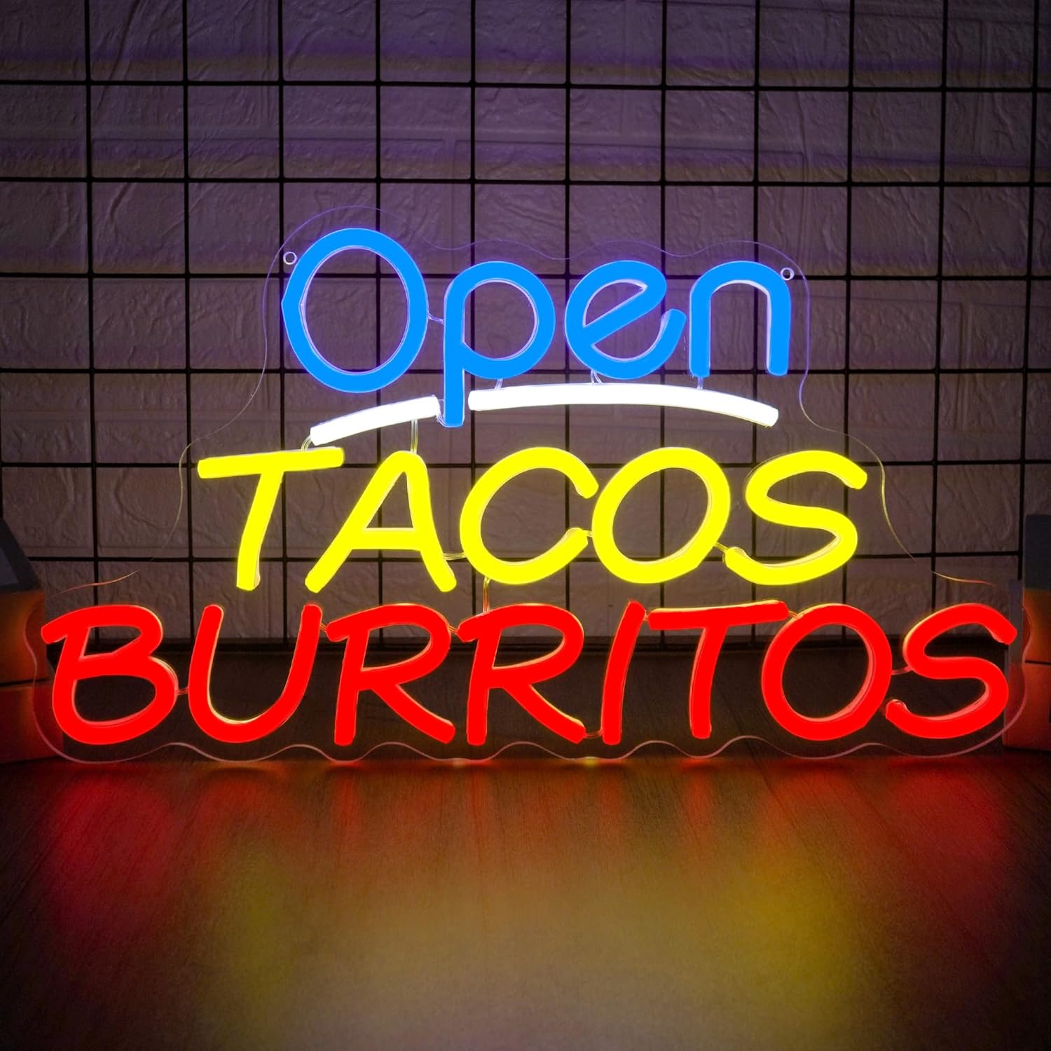 Open Tacos Burritos Neon Sign  - đánh giá và giá Outdoor Lighting Restaurant